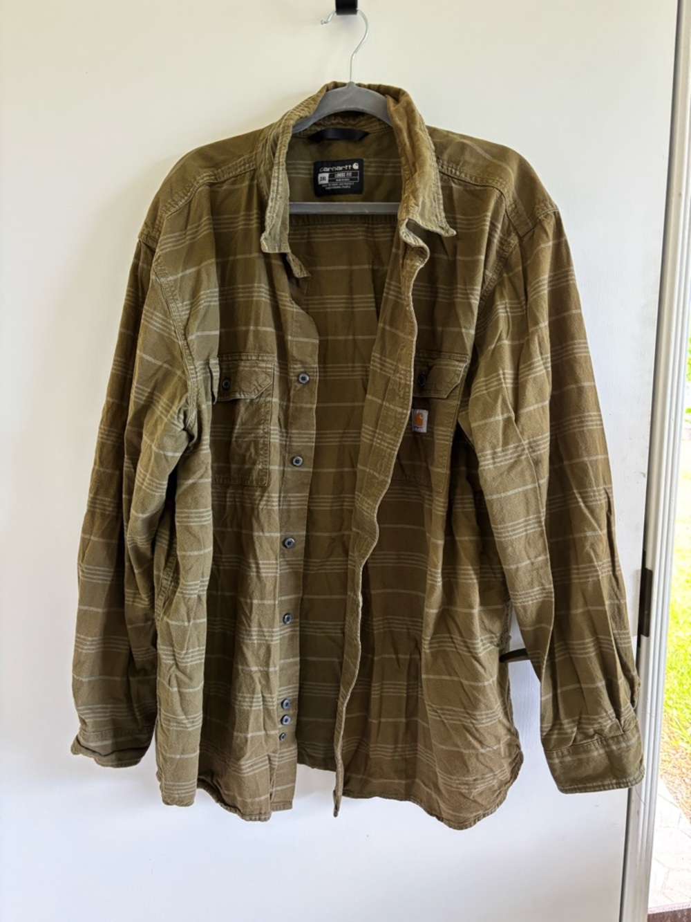 Carhartt loose fit button up flannel 100% cotton green
